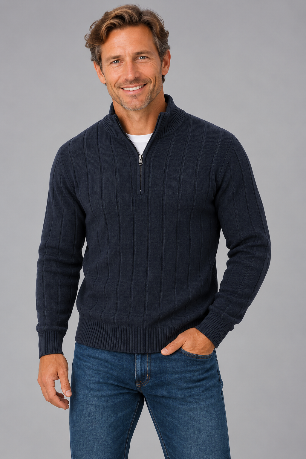 9905 Navy Half Zip Jumper - Tradewinds By Ansett