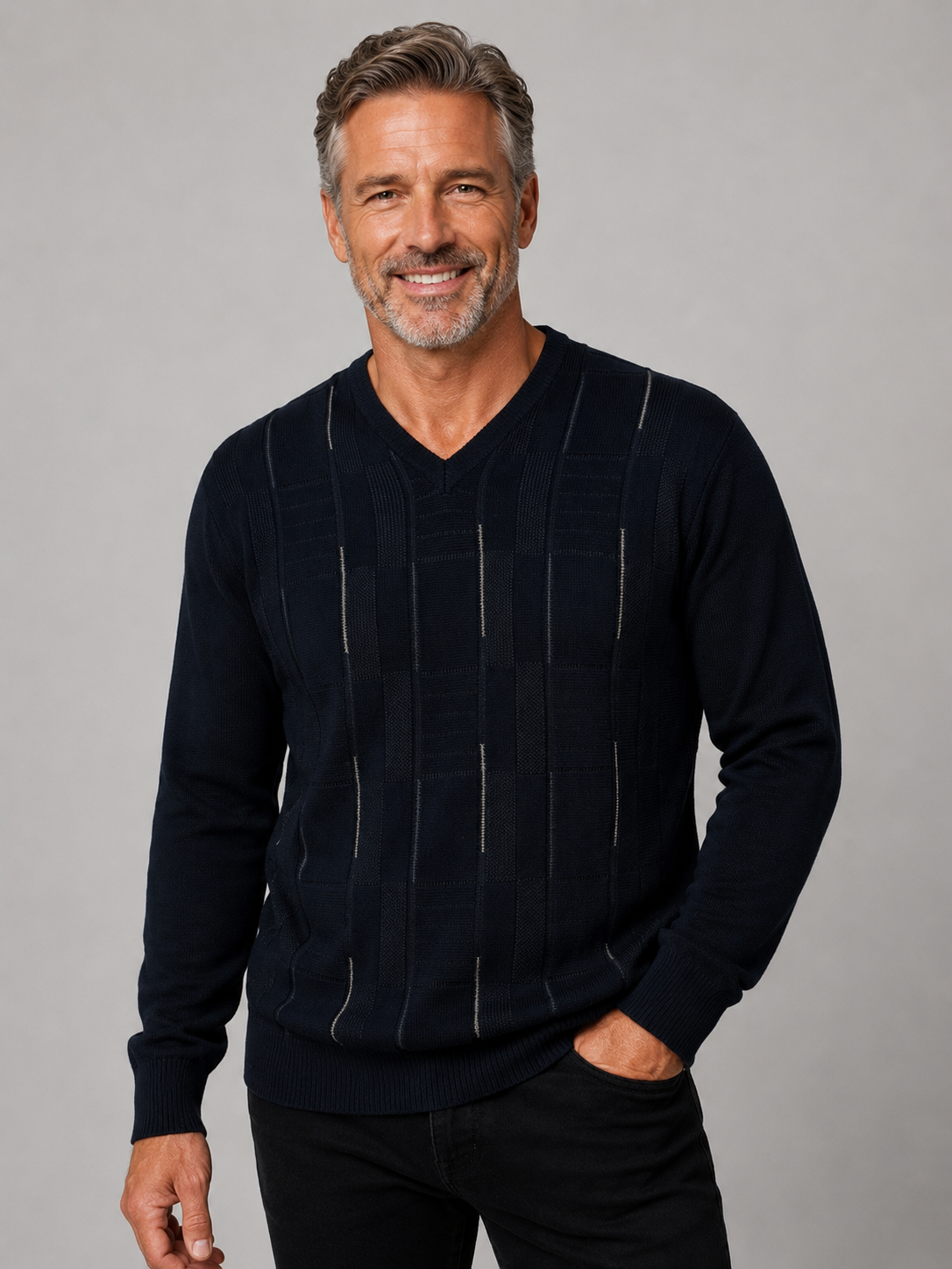 9443 Navy V Neck Jumper - Tradewinds By Ansett