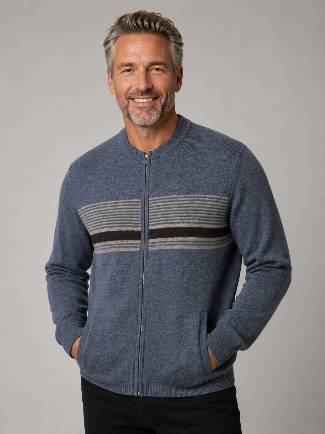 Slate Blue Pure Wool Ansett Full Zip Jacket