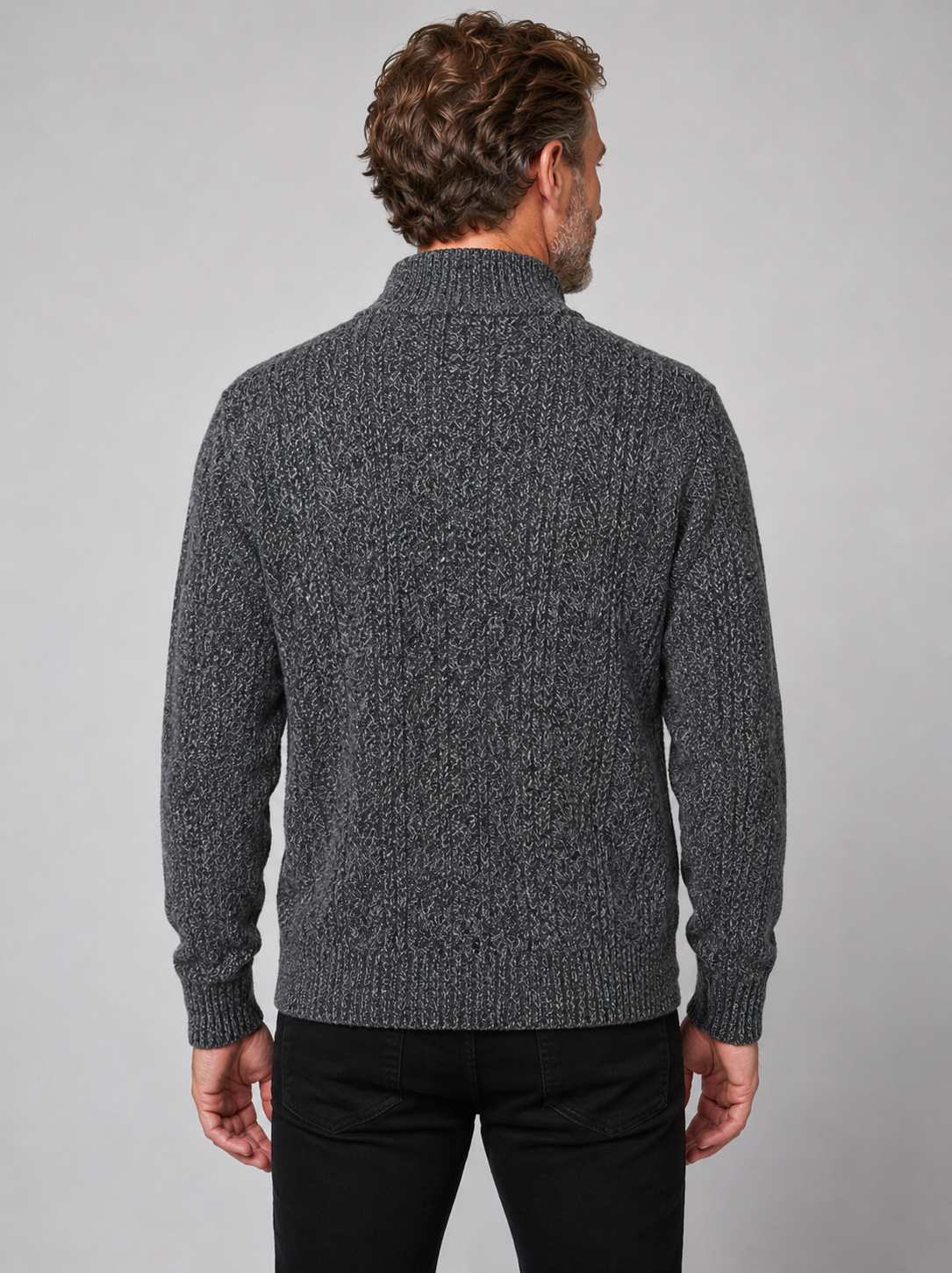 Ansett Men's Pure Wool Zip Jacket - Grey Marble