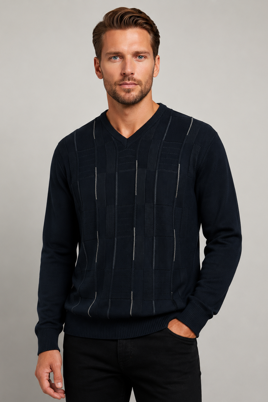 9443 Navy V Neck Jumper - Tradewinds By Ansett