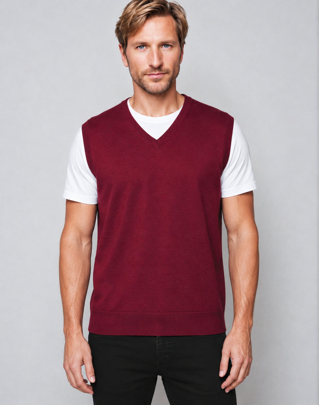 Ansett Burgundy Super Wash Wool Vest