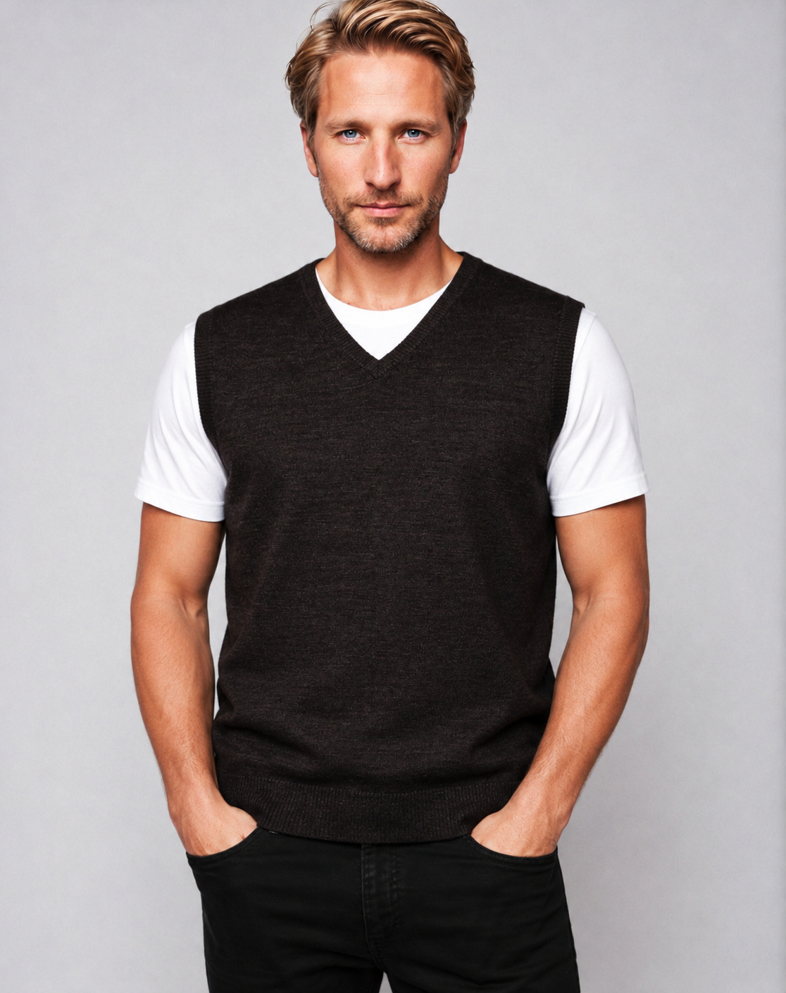 Ansett Timber Brown Super Wash Wool Vest
