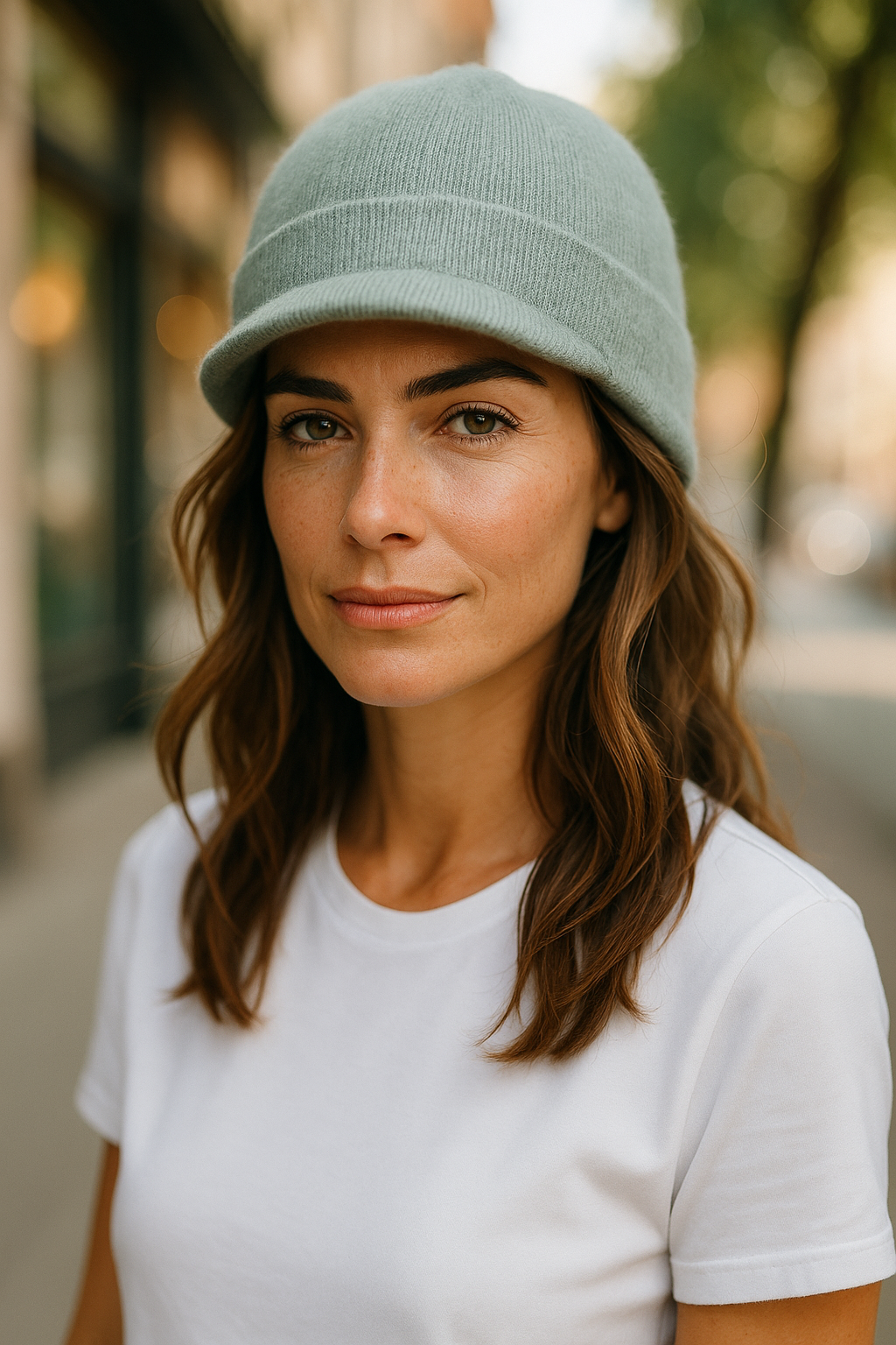 Mint Green Possum Merino Beanie With Peak