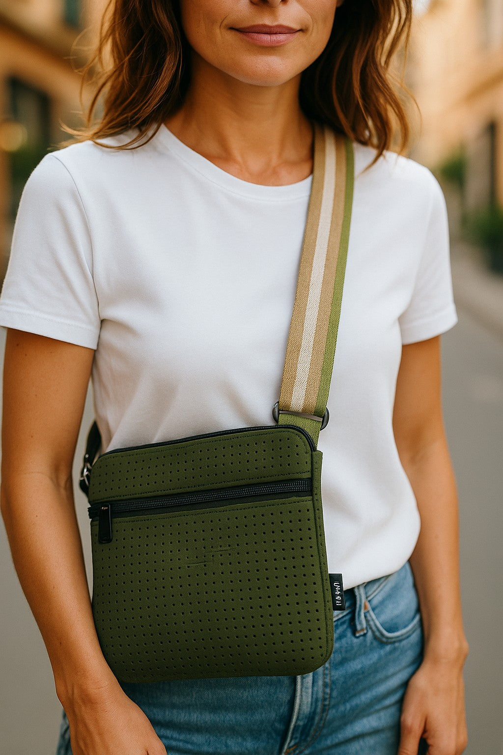 Olive Green Neoprene Flat Walker Bag