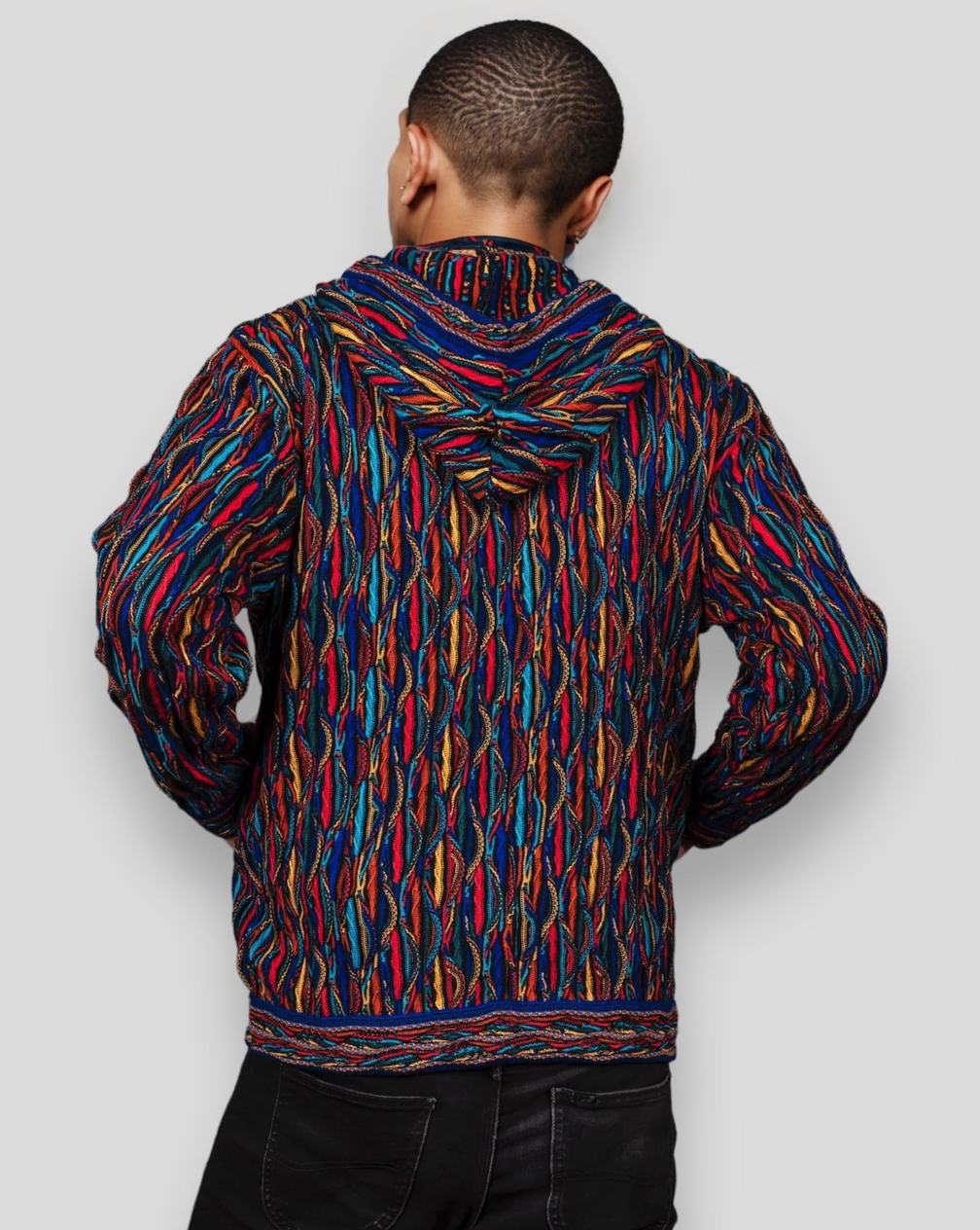 Wave - Bright Zip Hood Sweater Jacket Merino Wool 3D Geccu Knitwear