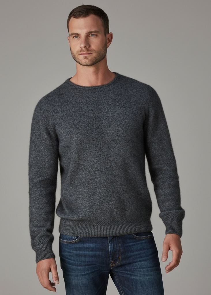 Pewter Possum Merino and Silk Crew Neck Jumper