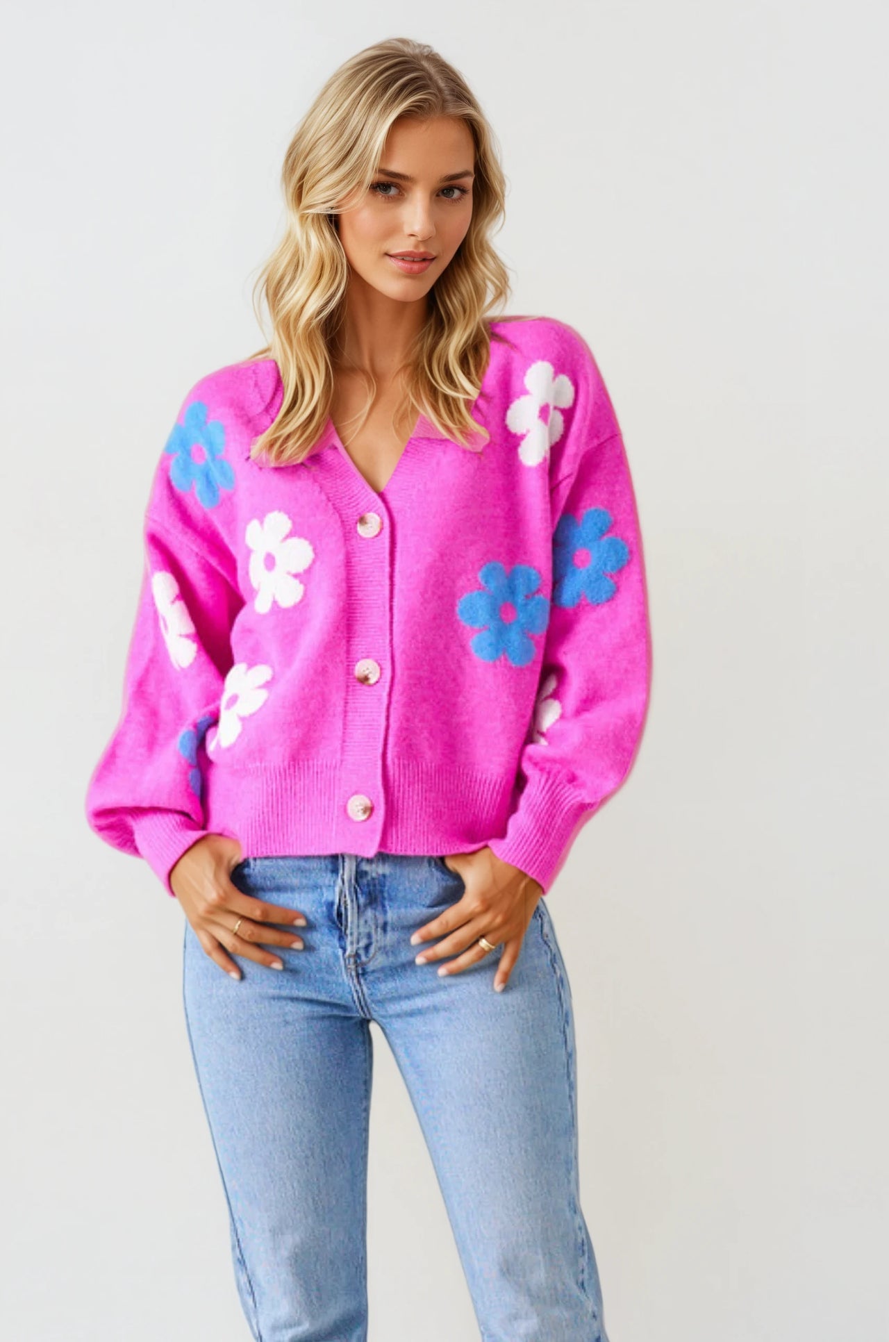 Pink Flower Cardi