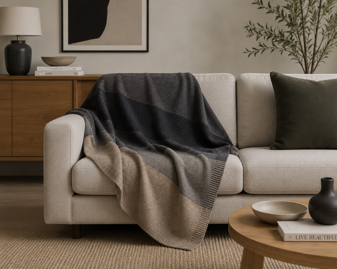 Mocha / Pewter / Charcoal - Possum Merino Ombre Throw