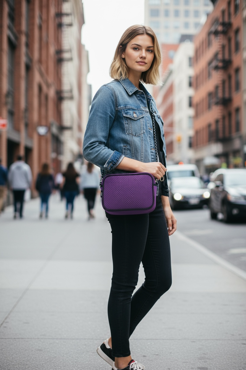 Rectangle Shoulder Bag - Purple Punch Neoprene