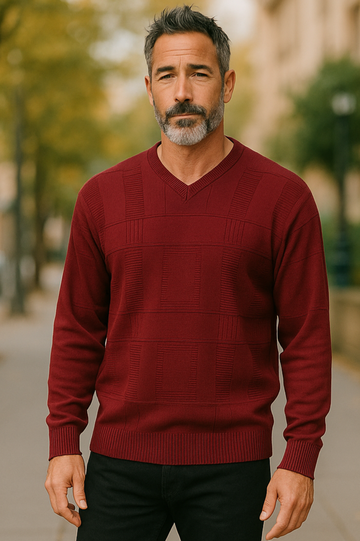 Red V Neck Jumper - Tradewinds By Ansett