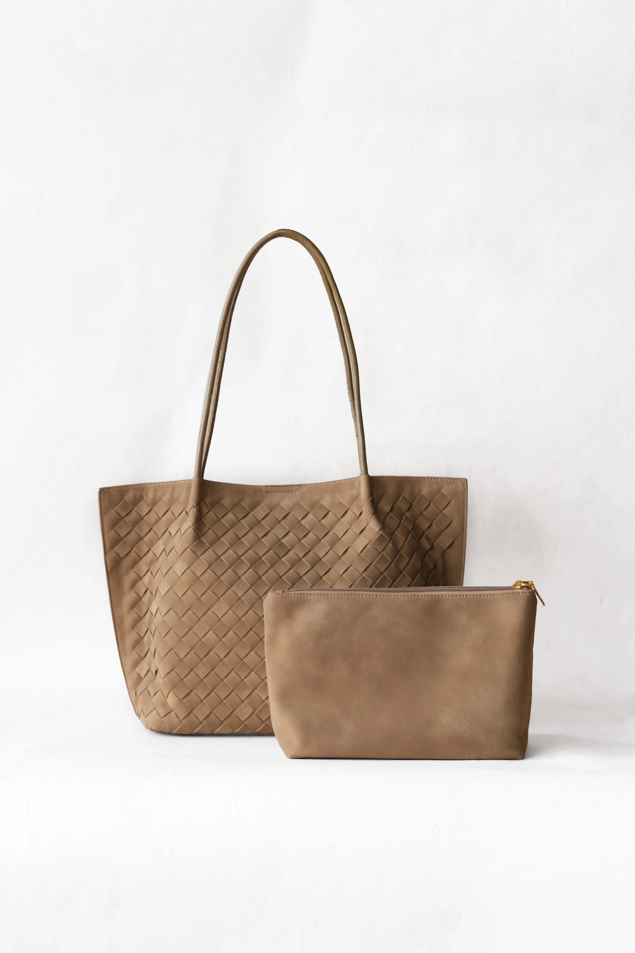 Rosa Taupe Vegan Suede Tote Bag