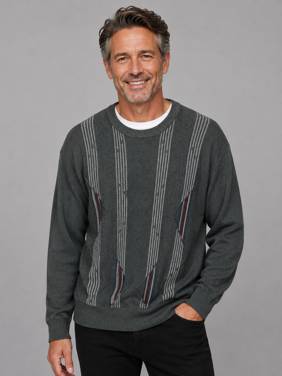 Tradewinds By Ansett Mens Crew Neck Jumper - Shale