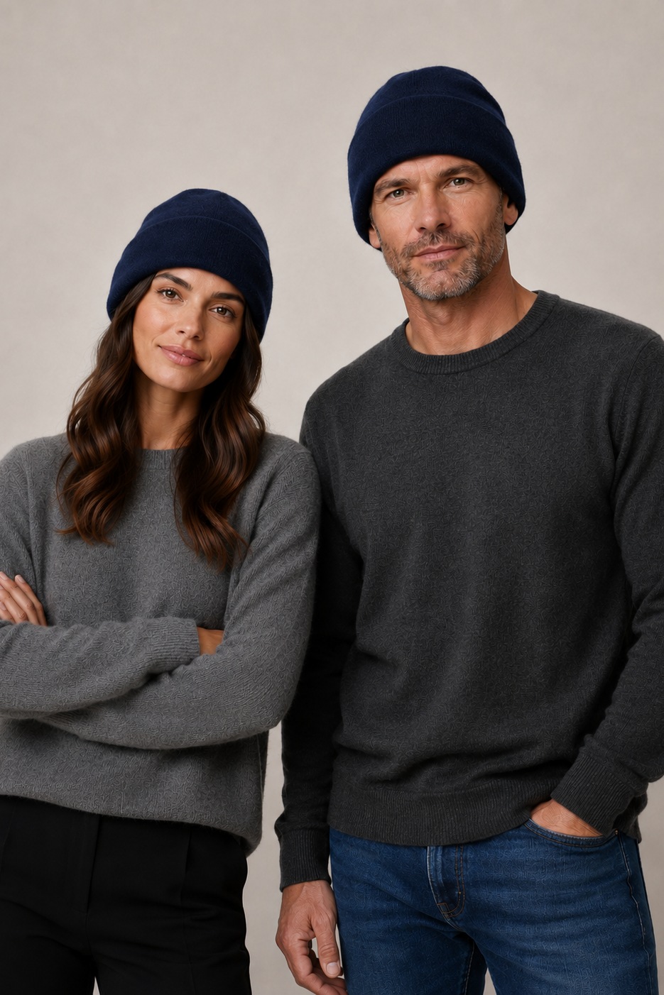 Navy Possum Fur Merino Tubular Beanie