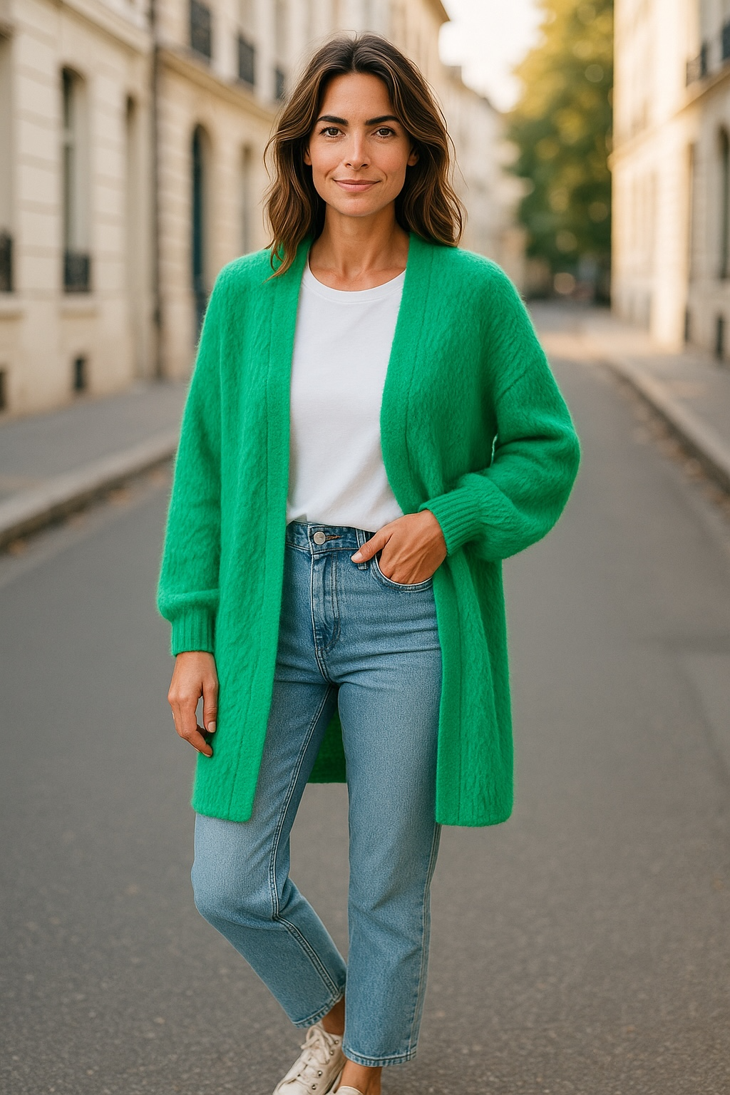 Apple Green Fluffy Oversized Cardigan