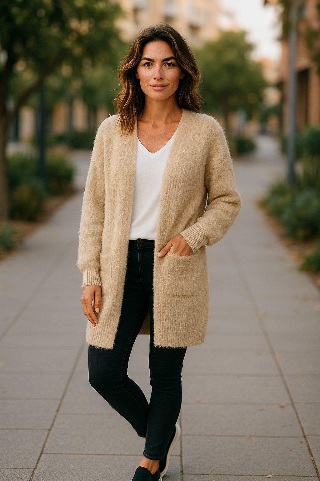 Mocha Fluffy Oversized Cardigan