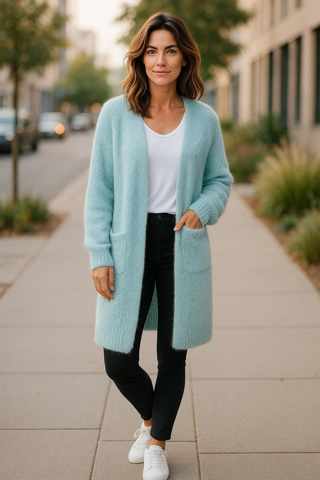 Mint Fluffy Oversized Cardigan