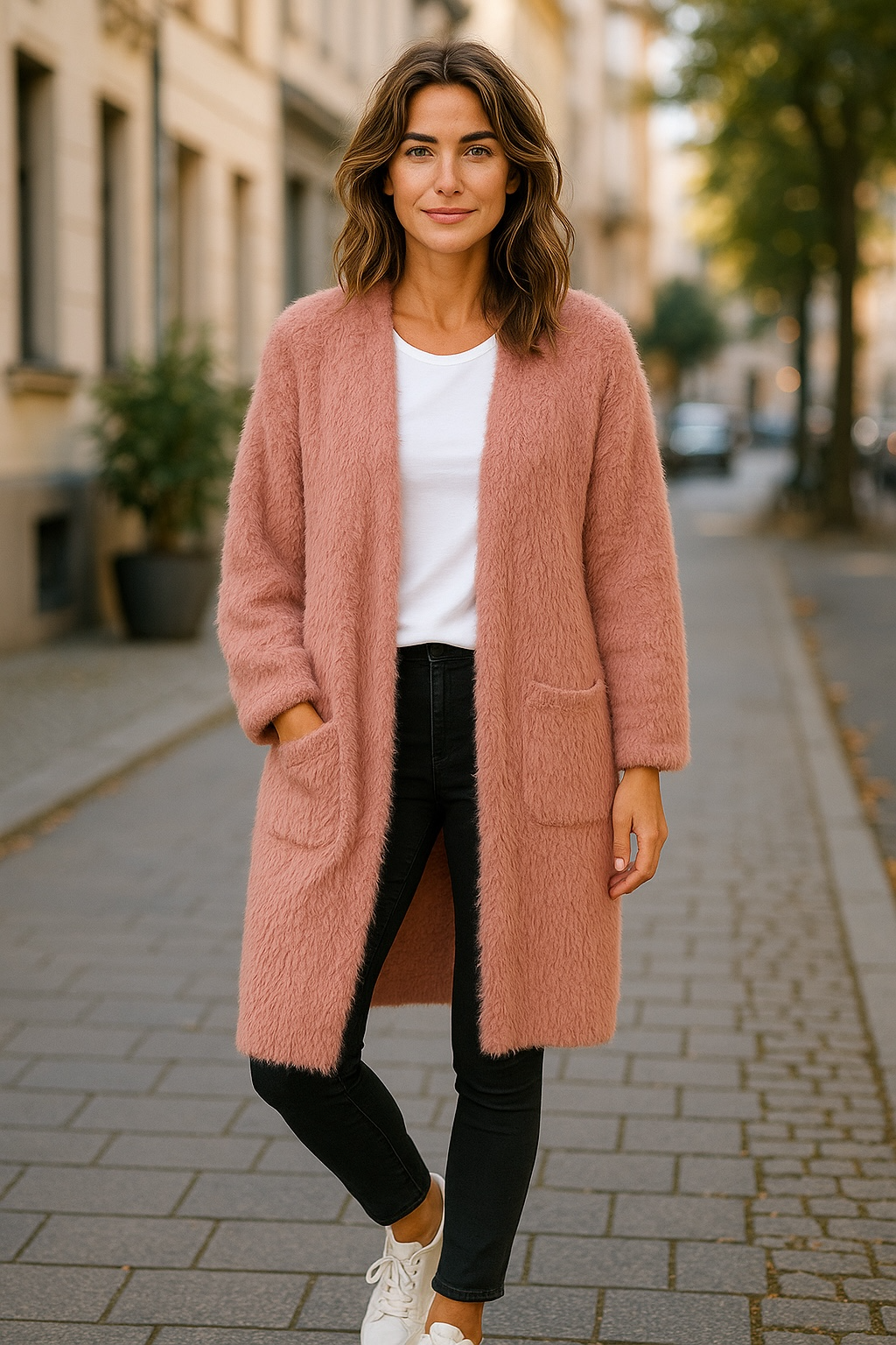 Rust Fluffy Oversized Cardigan