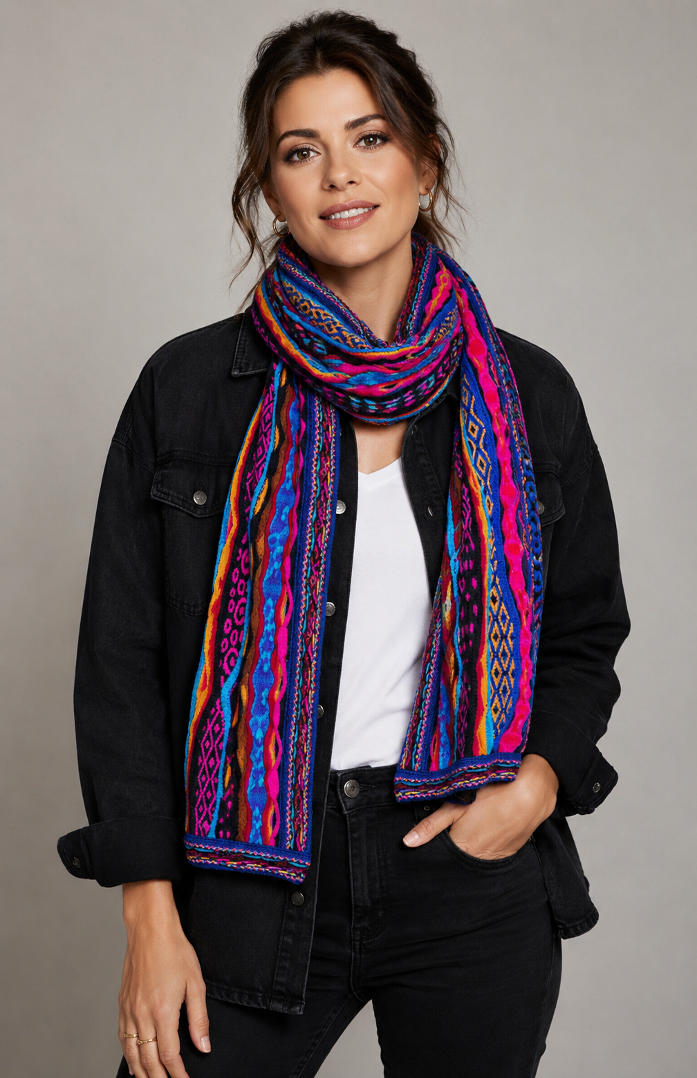 Geccu Women's Colourful Merino Wool Scarf - Force Bright