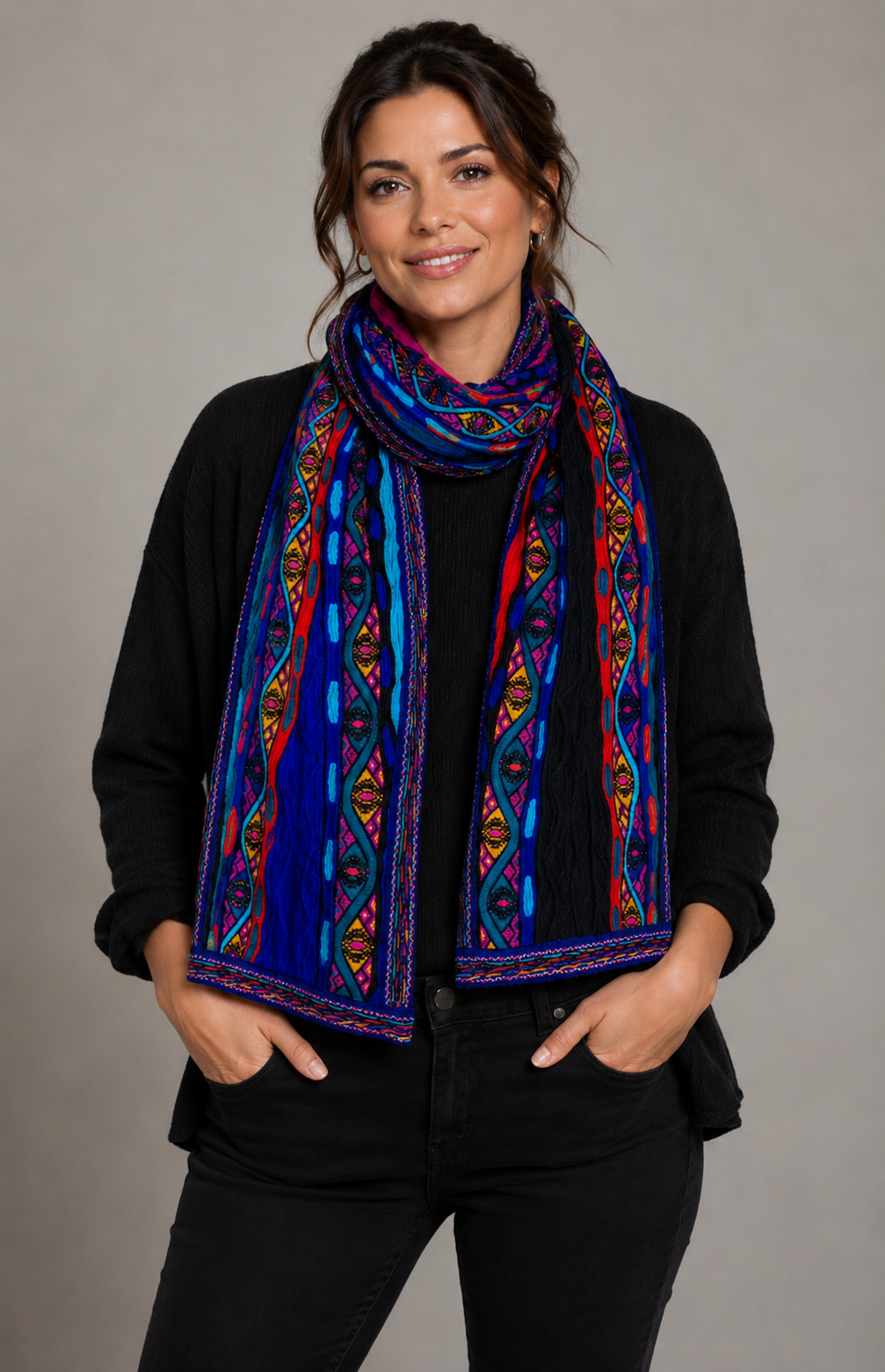 Geccu Women's Colourful Merino Wool Scarf - Mati Bright