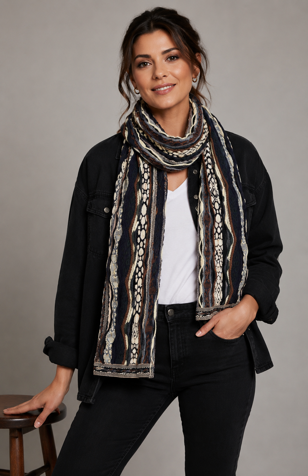 Geccu Women's Colourful Merino Wool Scarf - Force Earth