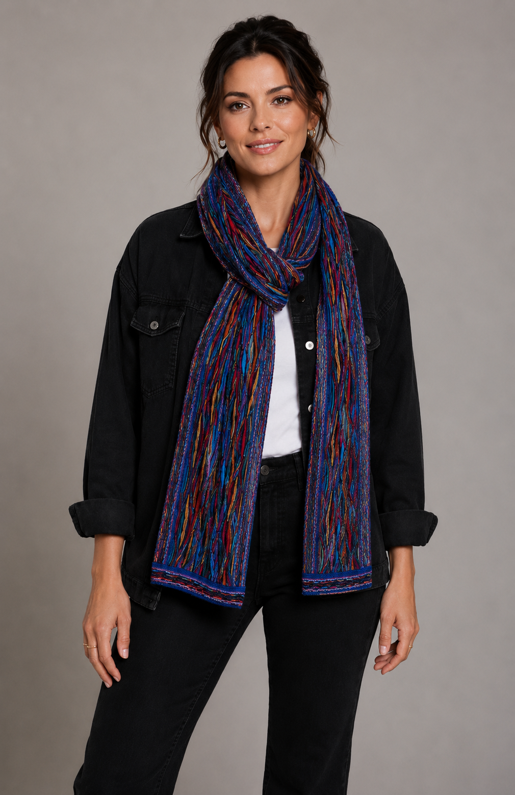 Geccu Women's Colourful Merino Wool Scarf - Wave Bright