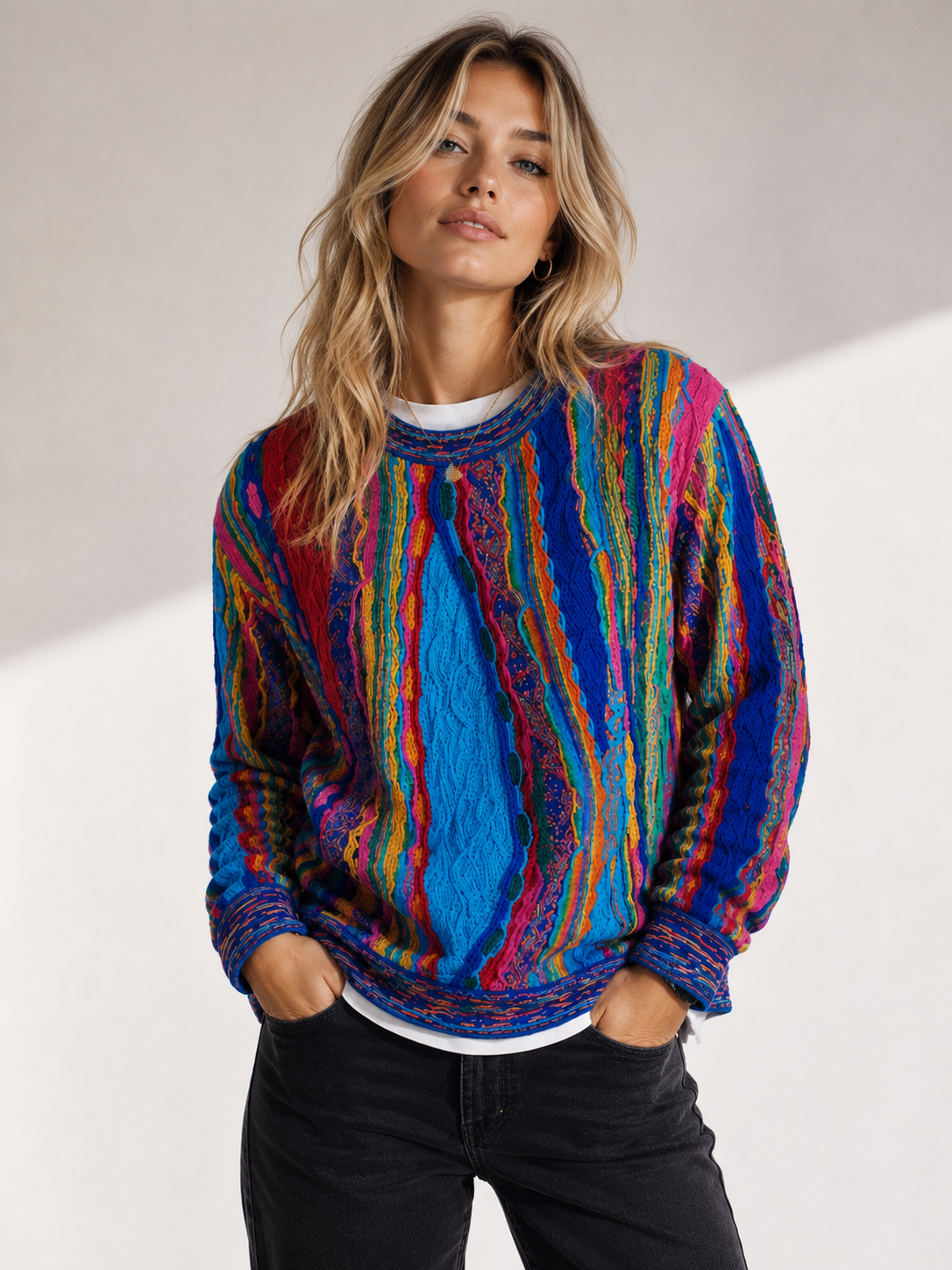 Crown - Bright Sweater Jumper Merino Wool 3D Geccu Knitwear