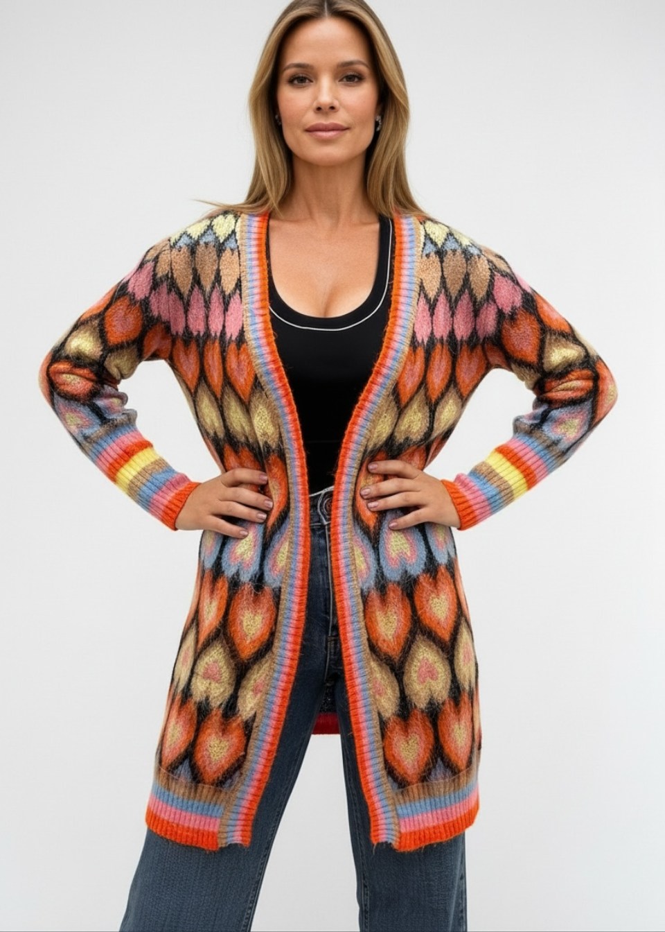 Heart Fluffy Oversized Cardigan