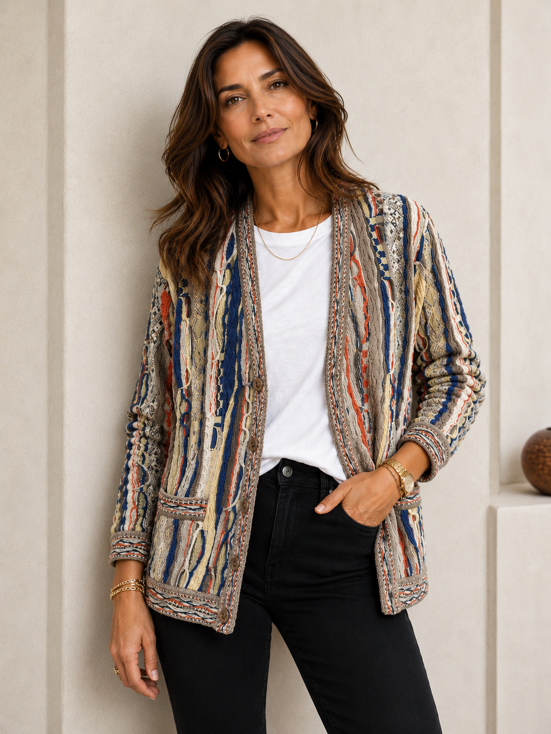 Force - Uluru V Cardigan Merino Wool 3D Geccu Knitwear