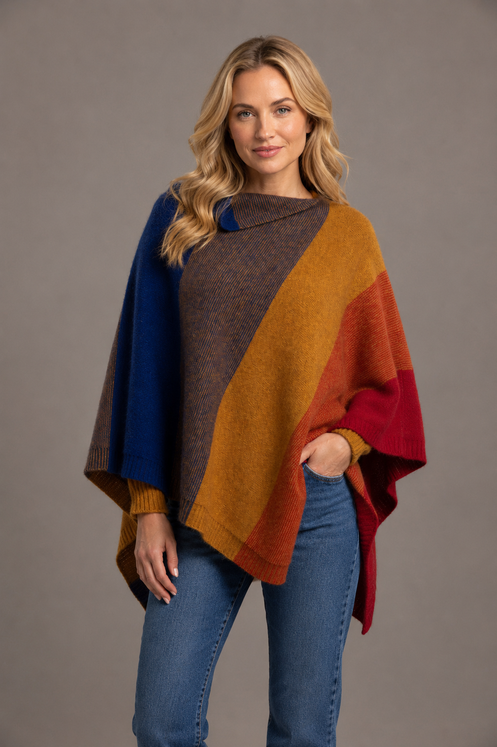 Women’s Possum Merino Wool Poncho Ombre - Primary