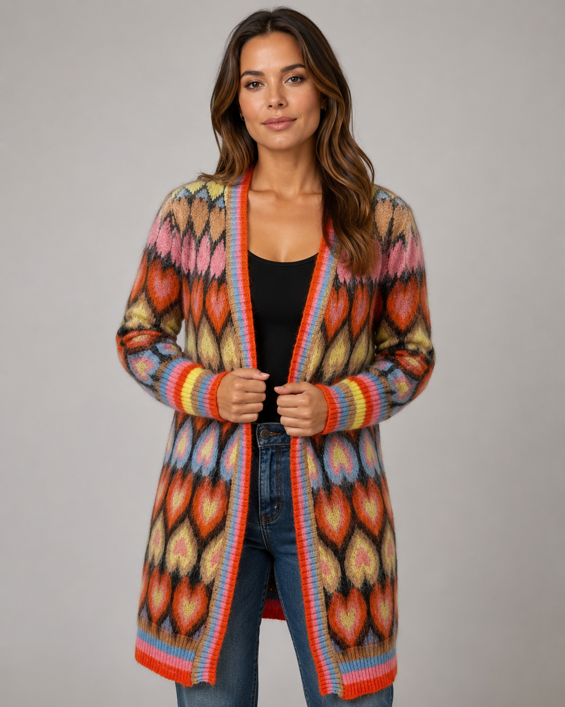 Heart Fluffy Oversized Cardigan