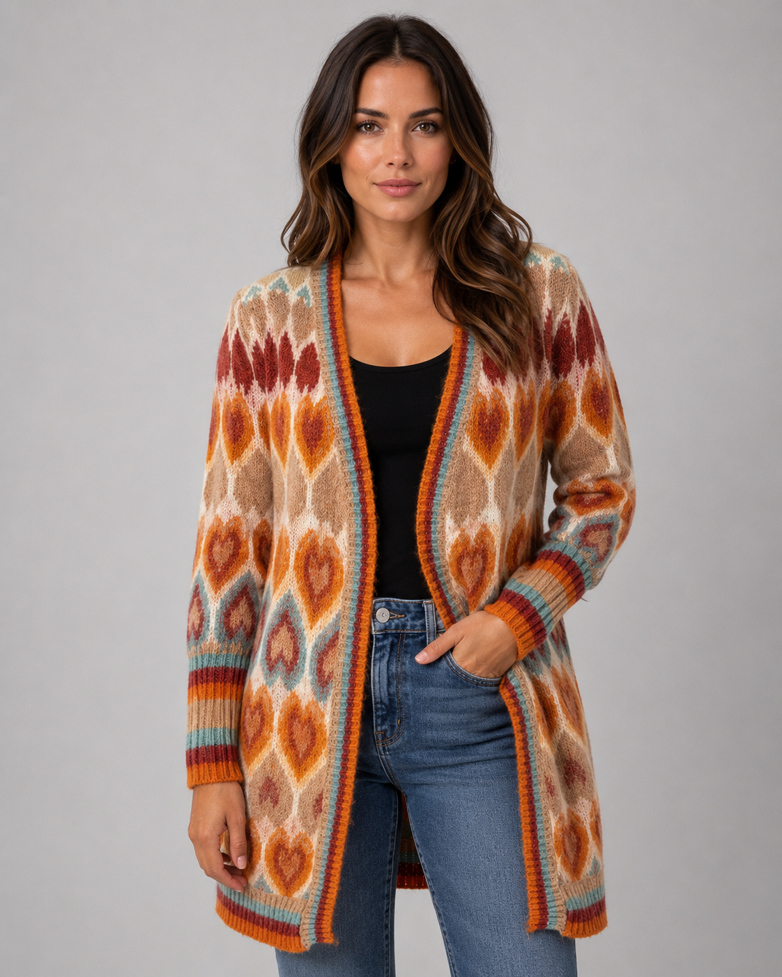 Dusty Heart Fluffy Oversized Cardigan