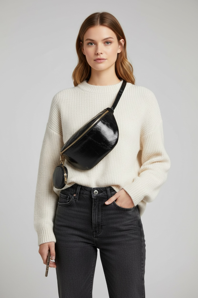 Black Sling Crossbody Bum Bag