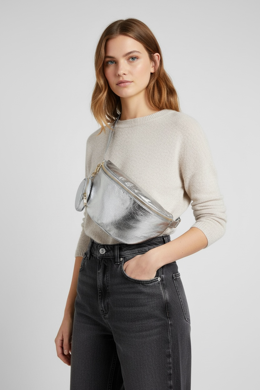 Silver Sling Crossbody Bum Bag