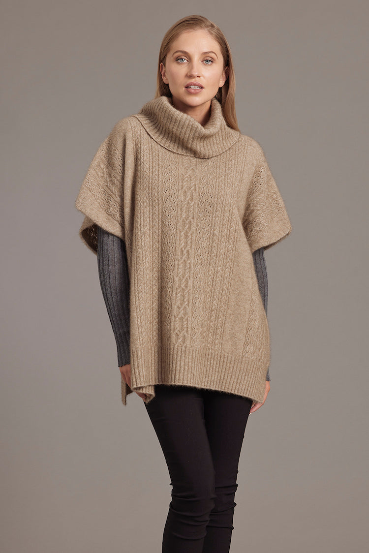 Possum Merino Lace Detail Poncho Sweaters Australia