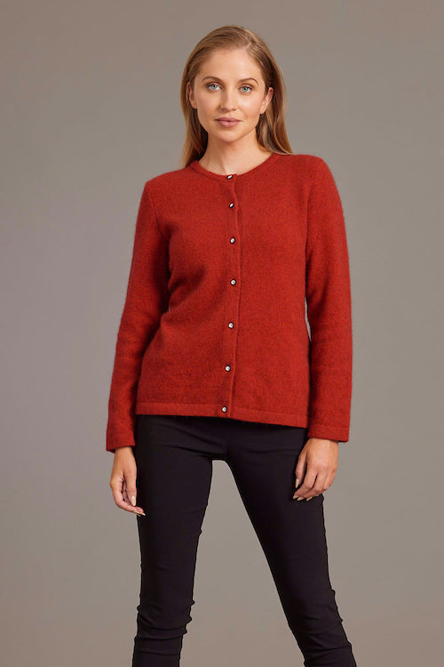 Red McDonald Possum Merino Cardigan With Genuine Swarovski Buttons