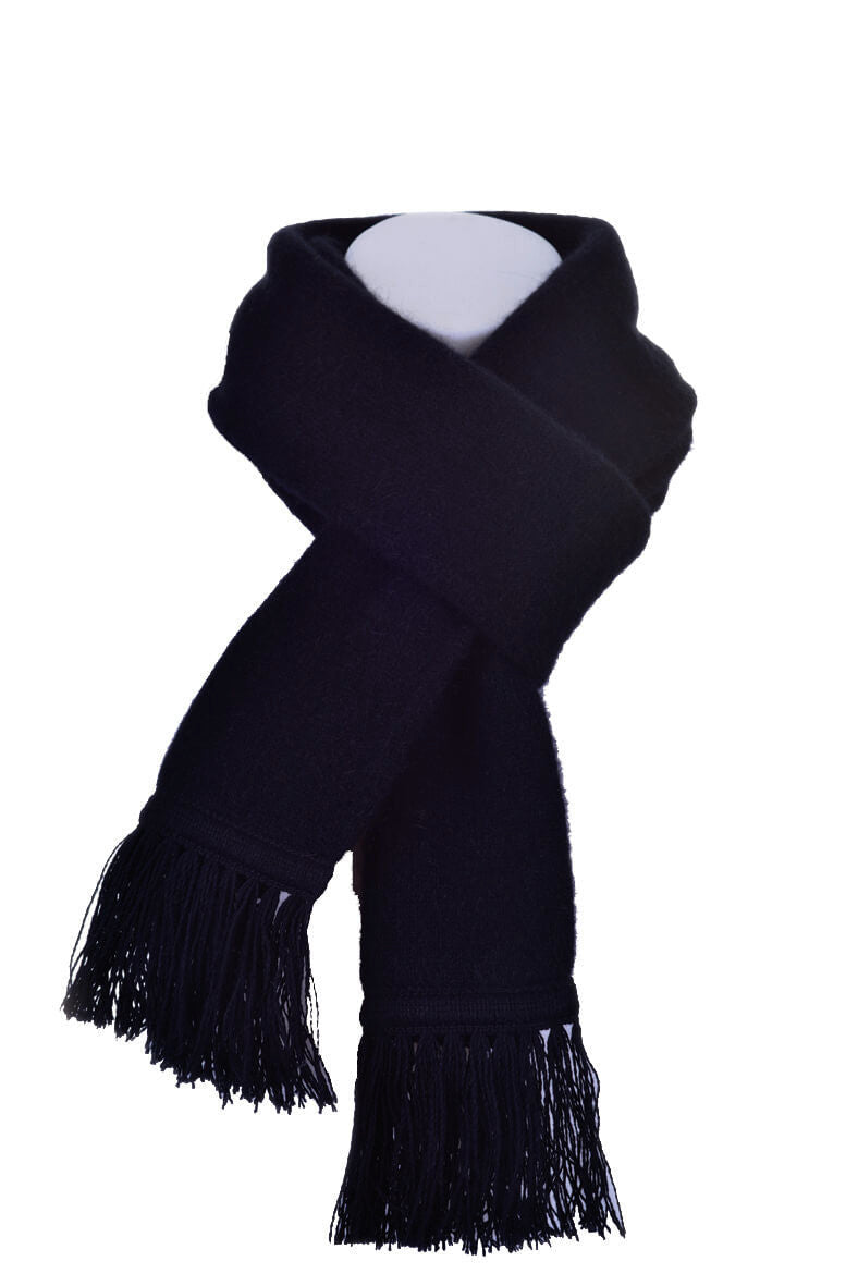 Black Possum Merino Silk Plain Tubular Scarf