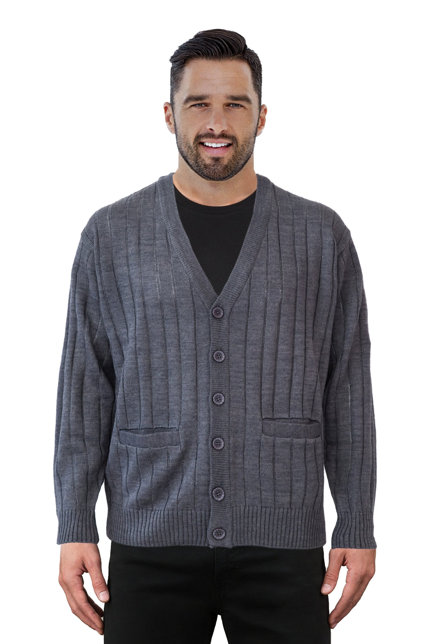 Grey V Neck Cardigan - Tradewinds By Ansett Ansett Plain Knitwear