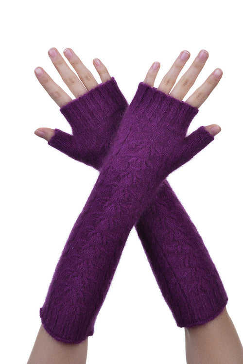Berry Possum Merino Open Finger Cable Gloves