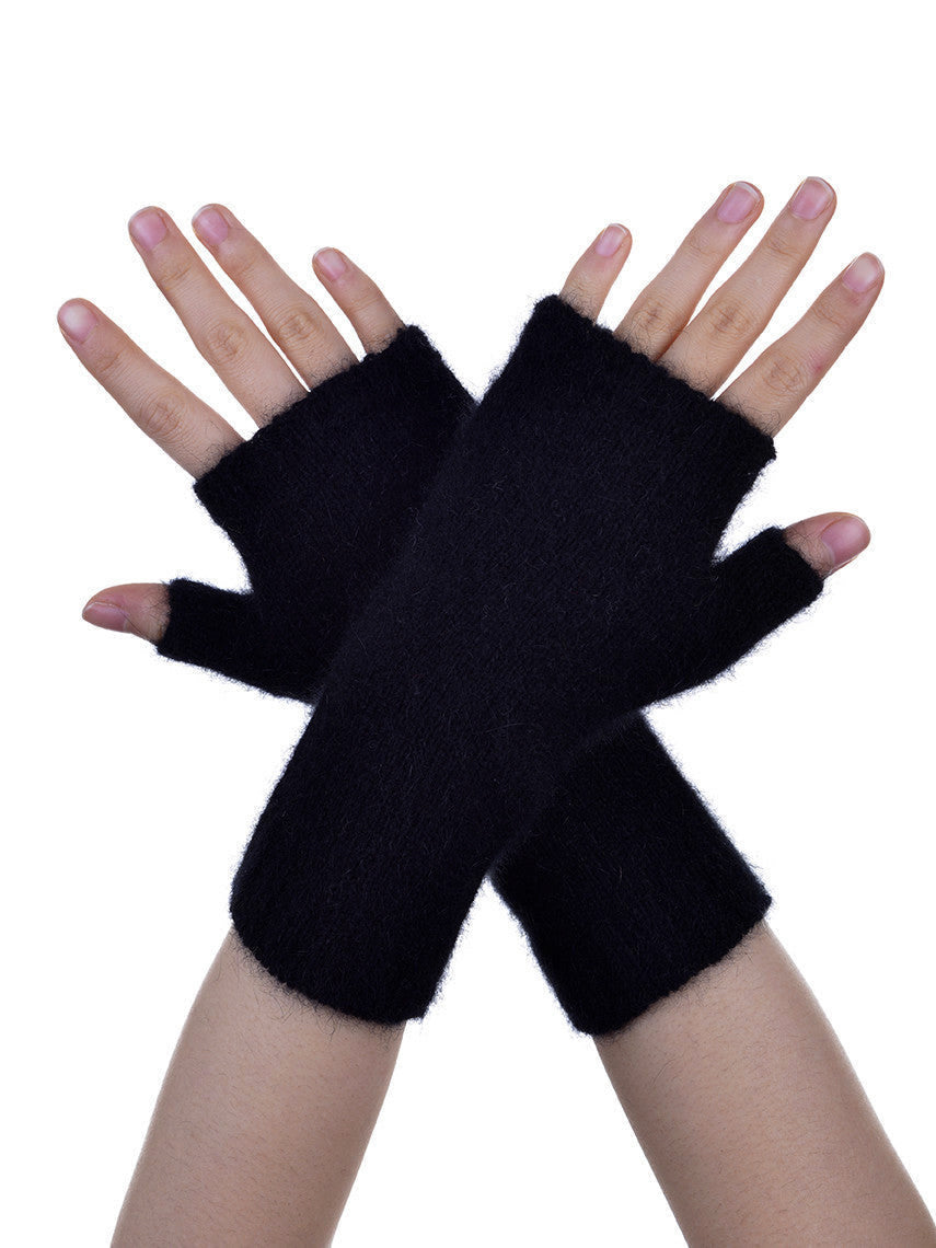 Black Possum Merino Short Plain Glovelet