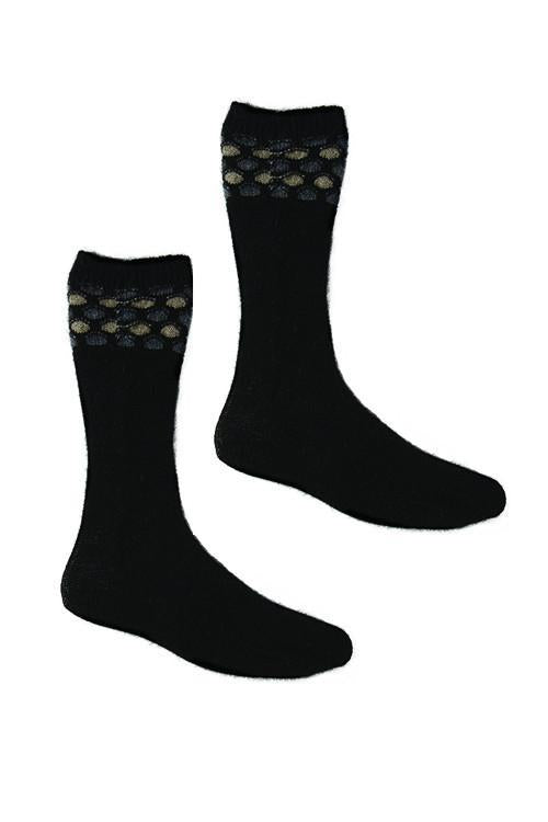 Black Possum Merino Wave Trim Socks Possum Accessories