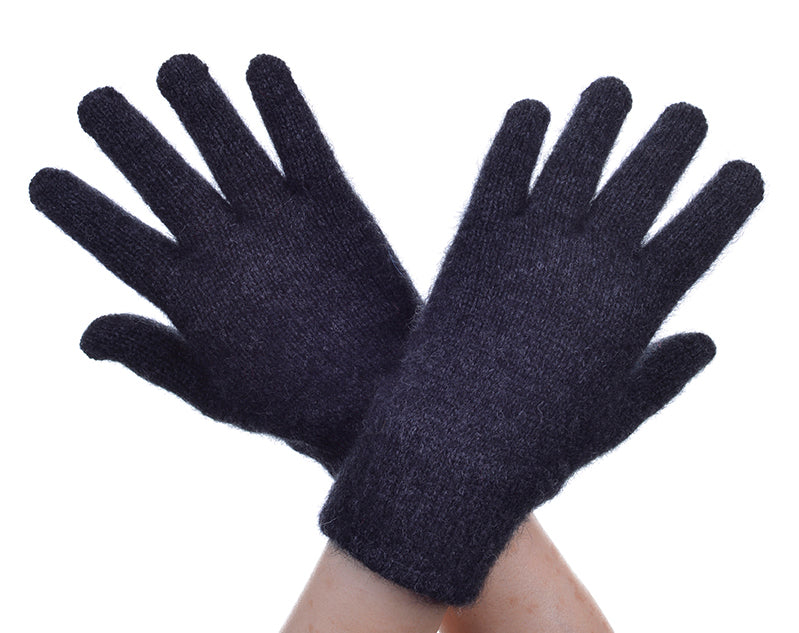 Charcoal Possum Merino and Silk Full Finger Gloves