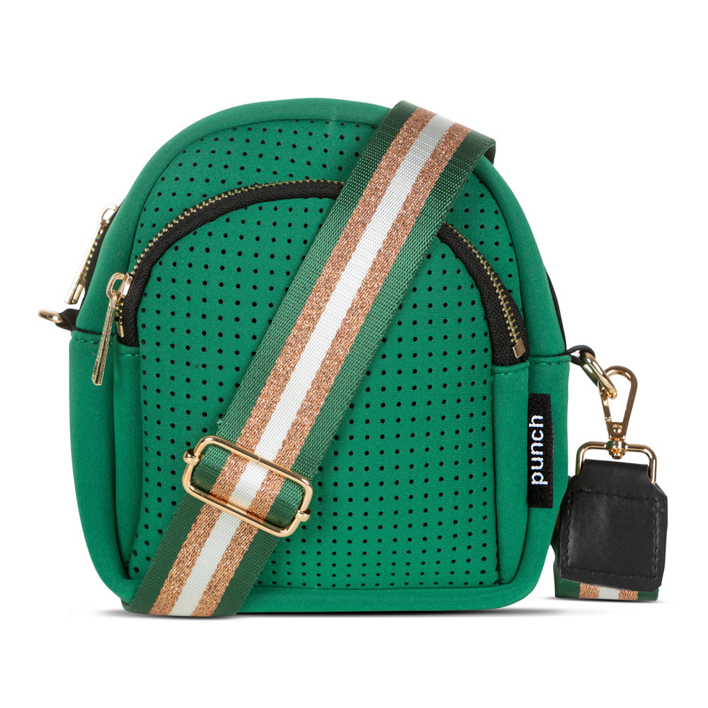Green and Gold Punch Neoprene Moon Shoulder Bag