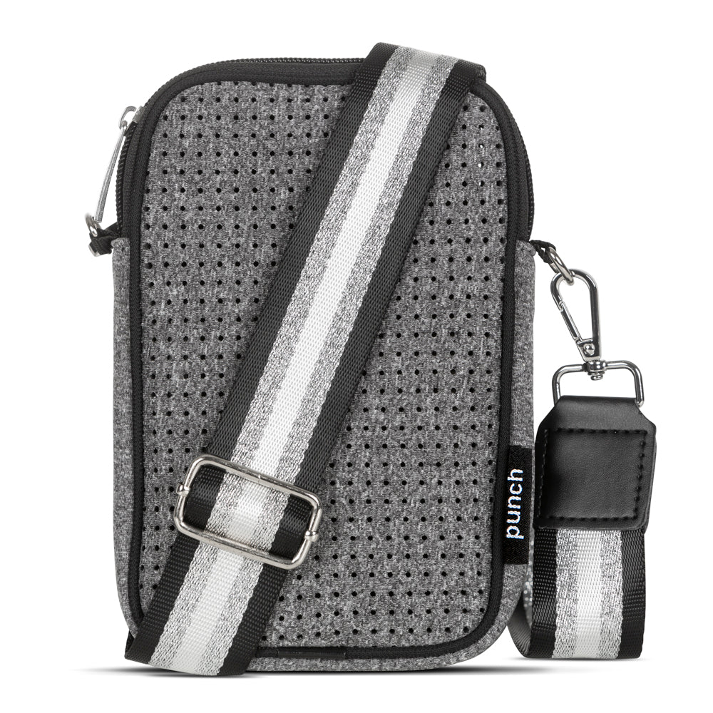 Grey Punch Neoprene Mini Crossbody Bag