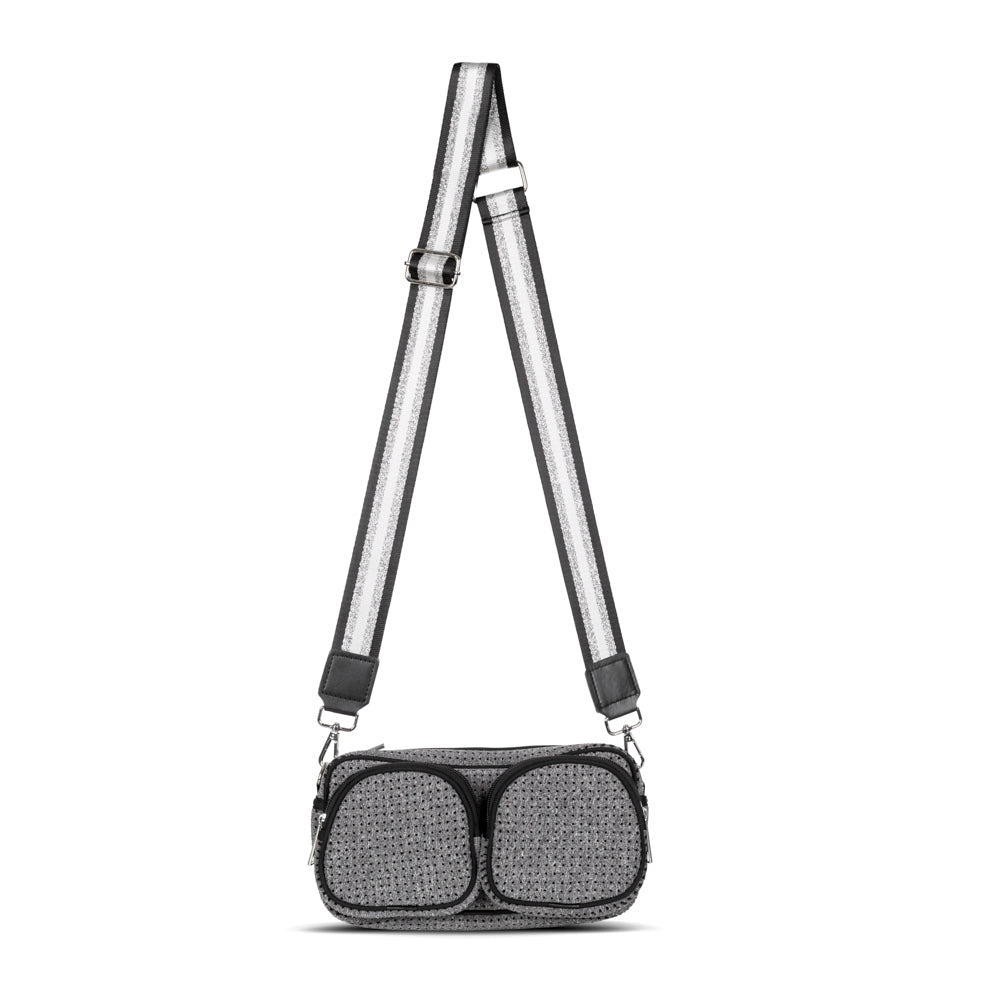 Grey Neoprene Crossbody Bag - Twin Pocket