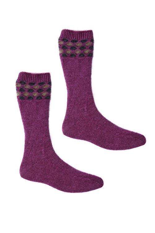 Heather Possum Merino Wave Trim Socks Possum Accessories