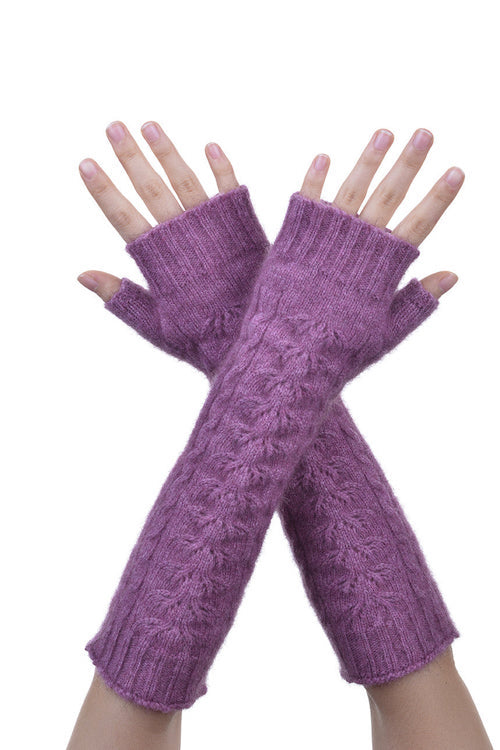 Heather Possum Merino Open Finger Cable Gloves