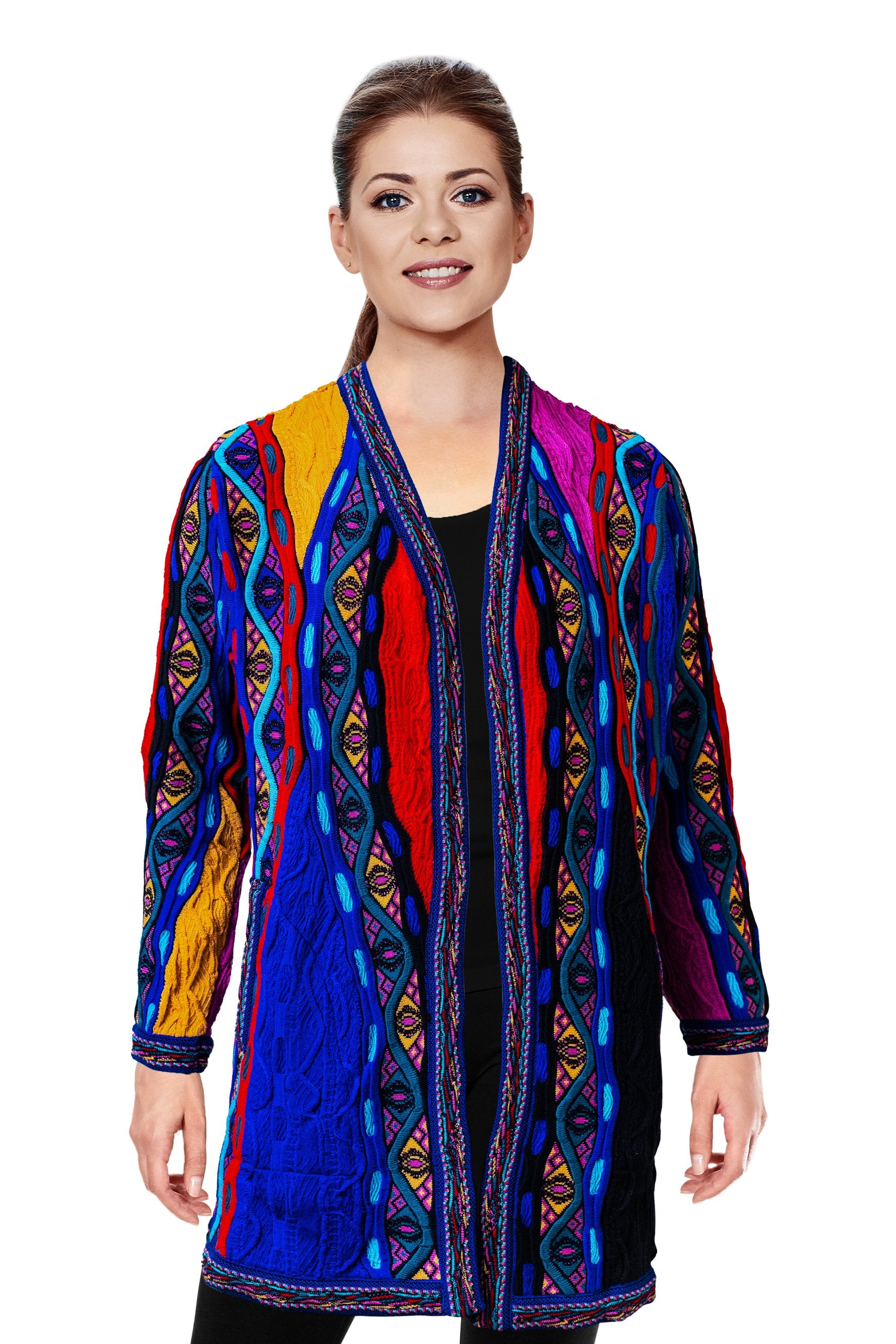 Mati - Bright Ladies Swing Coat Geccu 3D Multi Colour