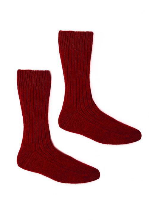 Red Merino Possum Rib Socks
