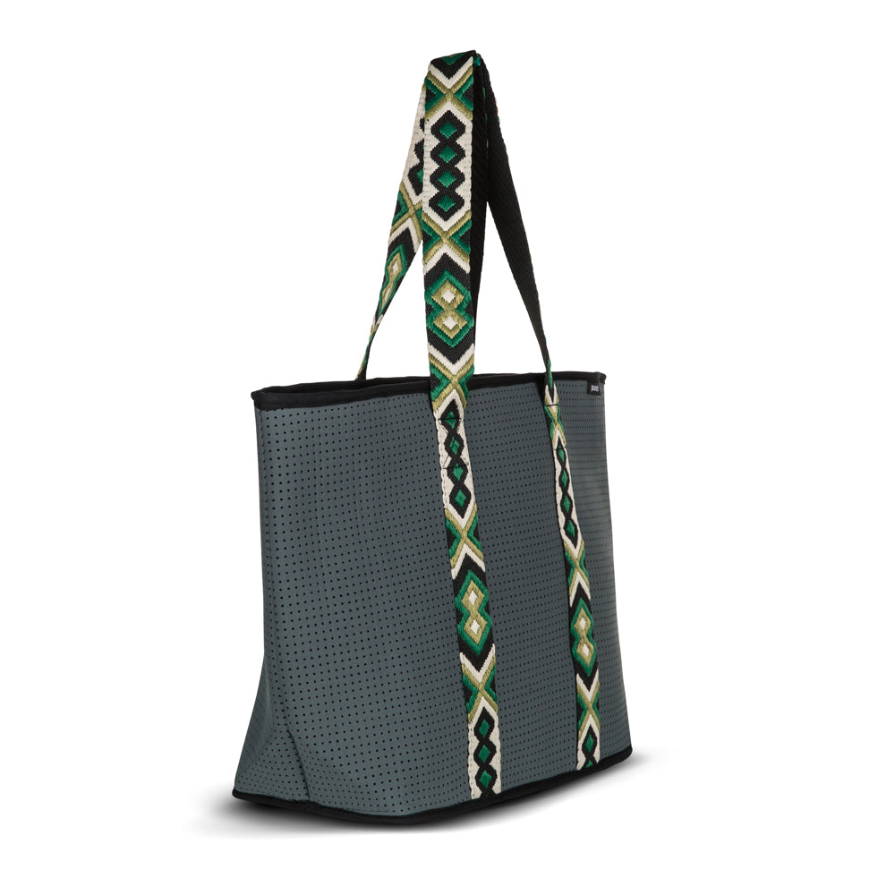 Charcoal Neoprene Explorer Zip Tote Bag (Safari Straps)
